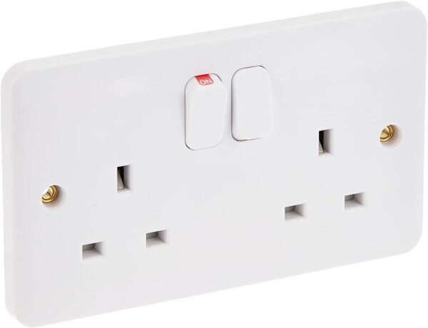 Schneider Electric GGBL3020NIS Lisse UK Standard Switch Socket White, 2 gang 13A BS 1363-2