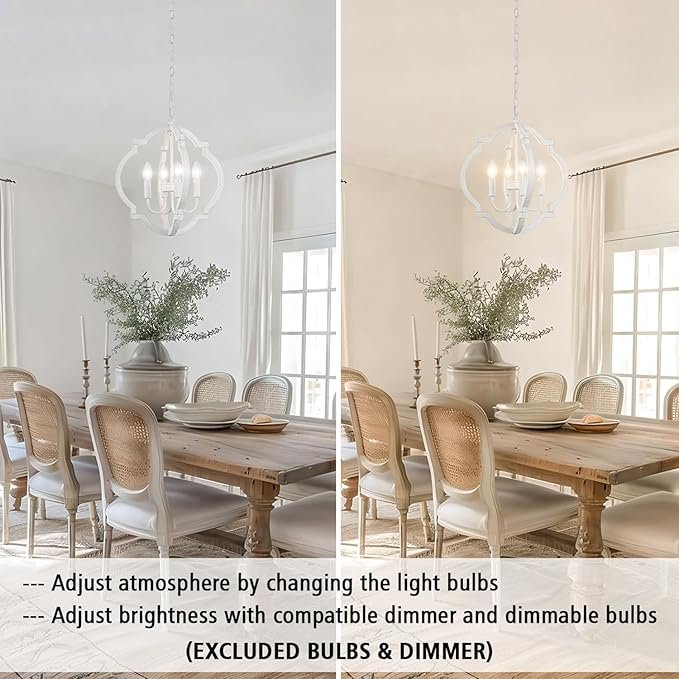 71Zieb5NQGL._AC_SX679_-1.jpg LASENCHOO Plug in White Farmhouse Chandelier Lighting with Long Cord, 4-Light Hanging Light Fixture Plug in Pendant Light for Ceiling, Wood Rustic Geometric Chandeliers for Dining Room Gazebo Outdoor