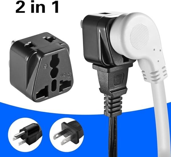 3 Pack US Travel Plug Adapter, EU/UK/AU/in/CN/JP/Asia/Italy/Brazil to USA (Type B), 3 Prong Grounded USA Wall Plug Wall Outlet Power Charger Converter Black