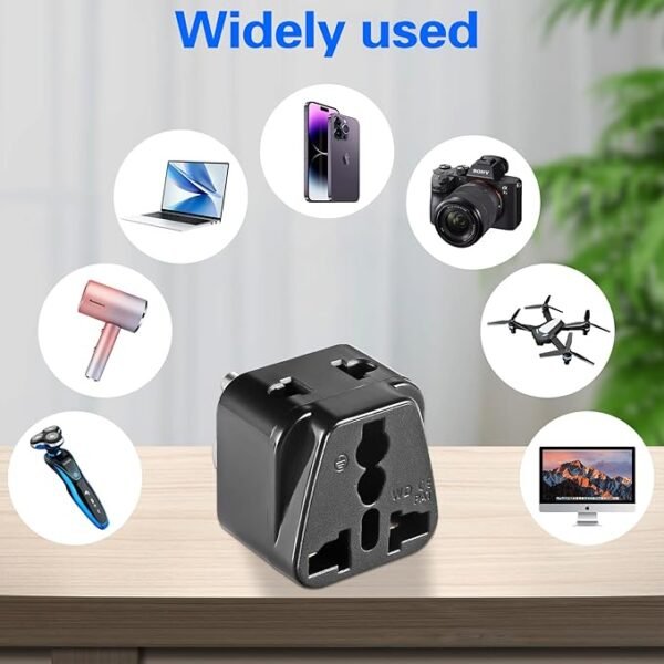 3 Pack US Travel Plug Adapter, EU/UK/AU/in/CN/JP/Asia/Italy/Brazil to USA (Type B), 3 Prong Grounded USA Wall Plug Wall Outlet Power Charger Converter Black