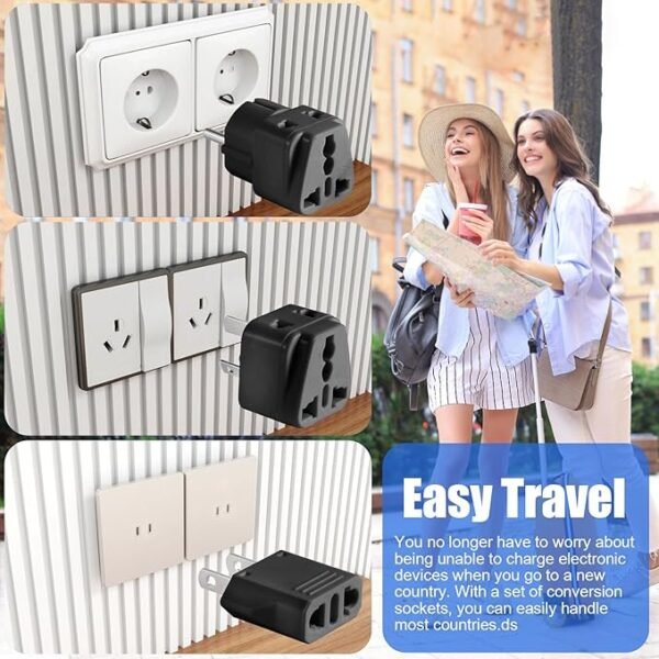 US to Argentina Australia Travel Adapter Plug for USA/Universal to South America Type I & A (C/E/F) AC Power Plugs Wall Plug Wall Outlet Power Charger Converter, Pack of 3 (Black)