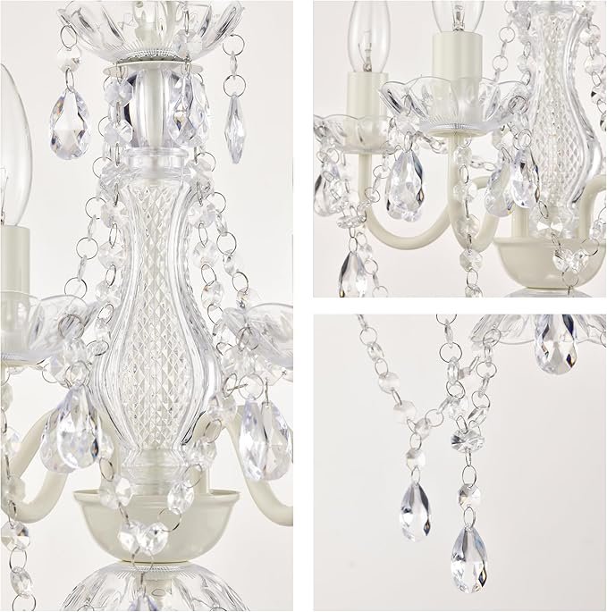 81QyCsg4iWL._AC_SX679_.jpg Alighting Plug in Chandeliers, 4-Light White Small Acrylic Crystal Hanging Ceiling Lamp with 20ft Cord, No Hardwire, White Chandeliers for Dining Room, Modern Bedroom, Nursery, Kitchen or Bathroom