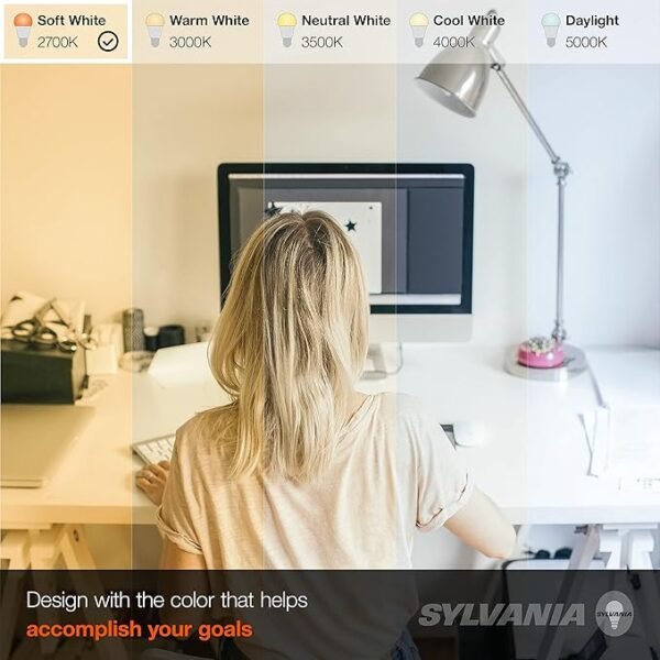 SYLVANIA LED A19 Light Bulb, 60W Equivalent, Efficient 8.5W, 10 Year, 2700K, 800 Lumens, Frosted, Soft White – 24 Pack (74765), Packaging may vary.